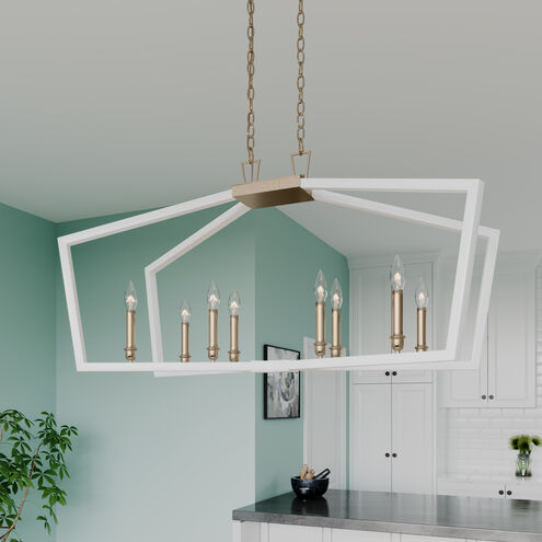 Lizabeth 8 Light 42.25 inch Matte White/Modern Gold Linear Chandelier Ceiling Light